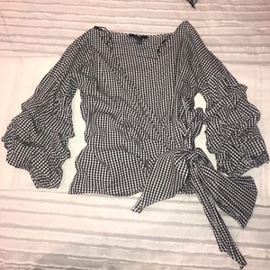Gingham print puff sleeve blouse forever 21